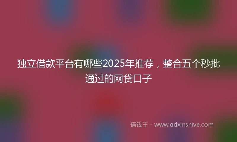 独立借款平台有哪些2025年推荐，整合五个秒批通过的网贷口子
