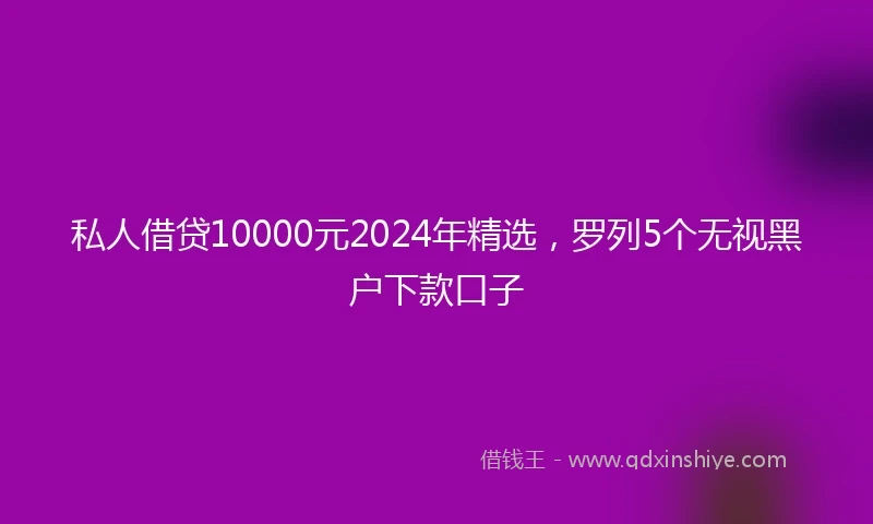 私人借贷10000元2024年精选，罗列5个无视黑户下款口子