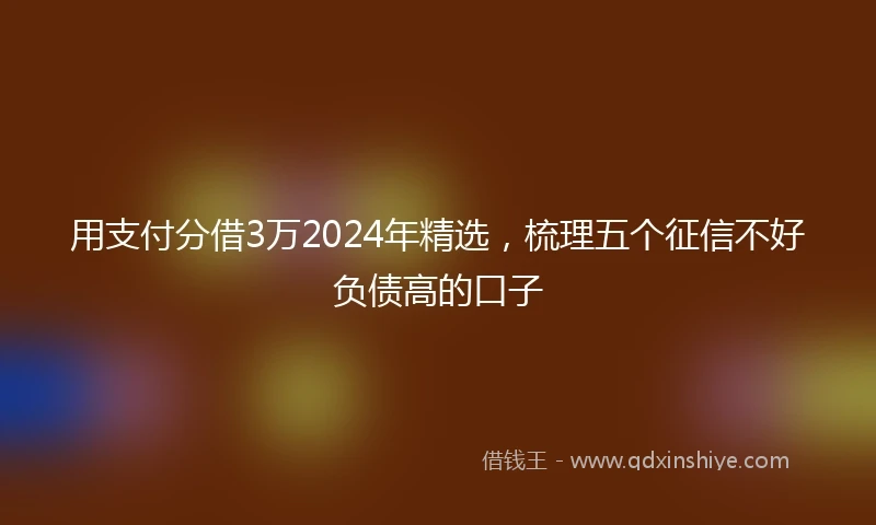 用支付分借3万2024年精选，梳理五个征信不好负债高的口子