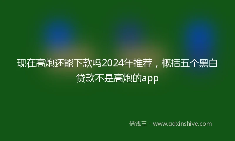 现在高炮还能下款吗2024年推荐，概括五个黑白贷款不是高炮的app