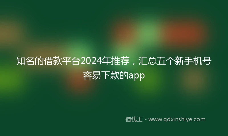 知名的借款平台2024年推荐，汇总五个新手机号容易下款的app