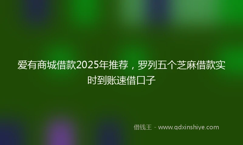 爱有商城借款2025年推荐,罗列五个芝麻借款实时到账速借口子