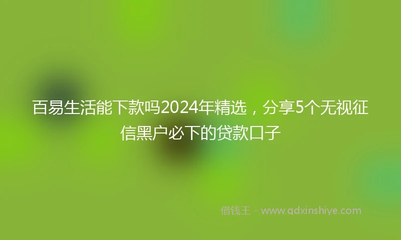百易生活能下款吗2024年精选，分享5个无视征信黑户必下的贷款口子