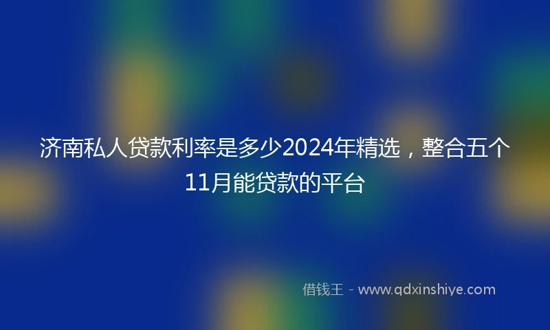 济南私人贷款利率是多少2024年精选，整合五个11月能贷款的平台