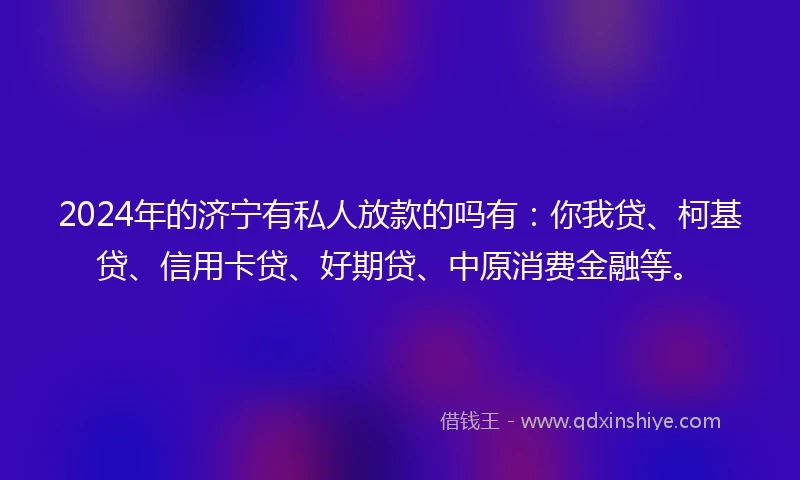 2024年的济宁有私人放款的吗有：你我贷、柯基贷、信用卡贷、好期贷、中原消费金融等。