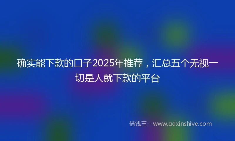 确实能下款的口子2025年推荐，汇总五个无视一切是人就下款的平台