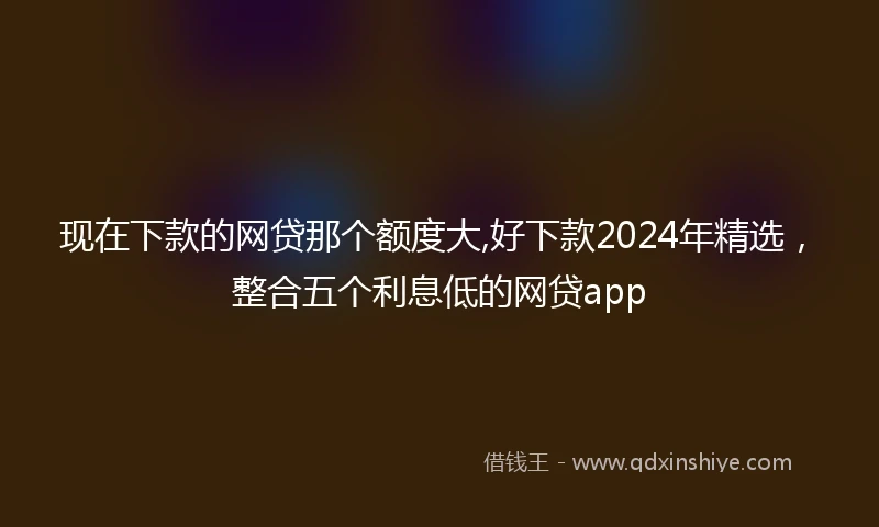 现在下款的网贷那个额度大,好下款2024年精选，整合五个利息低的网贷app