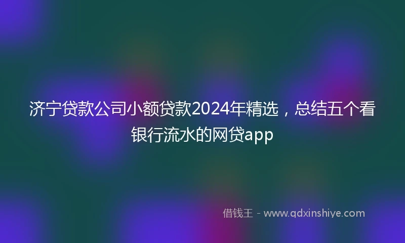 济宁贷款公司小额贷款2024年精选，总结五个看银行流水的网贷app