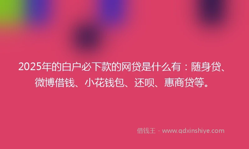2025年的白户必下款的网贷是什么有：随身贷、微博借钱、小花钱包、还呗、惠商贷等。