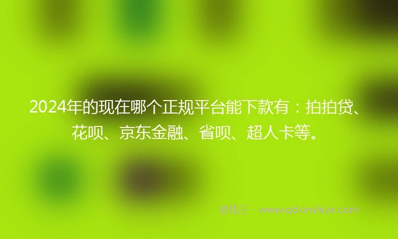 2024年的现在哪个正规平台能下款有：拍拍贷、花呗、京东金融、省呗、超人卡等。