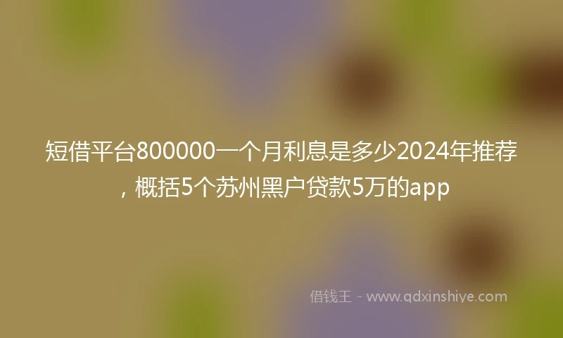 短借平台800000一个月利息是多少2024年推荐，概括5个苏州黑户贷款5万的app