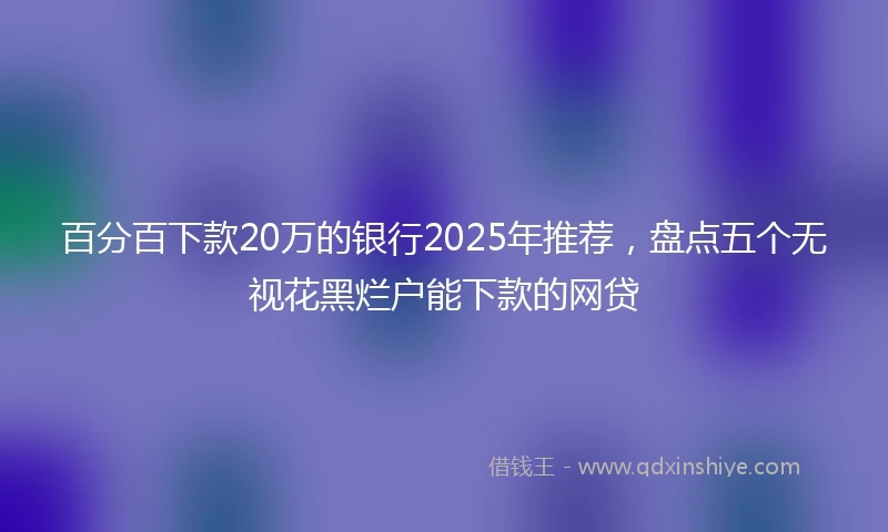 百分百下款20万的银行2025年推荐，盘点五个无视花黑烂户能下款的网贷