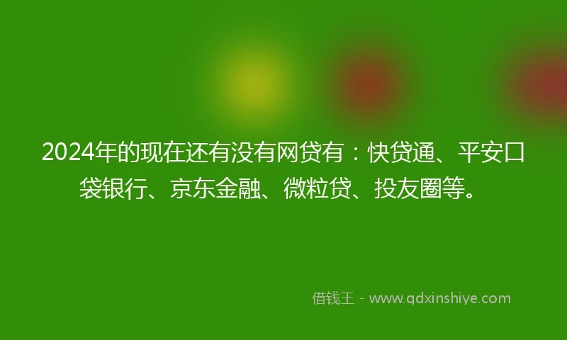 2024年的现在还有没有网贷有：快贷通、平安口袋银行、京东金融、微粒贷、投友圈等。