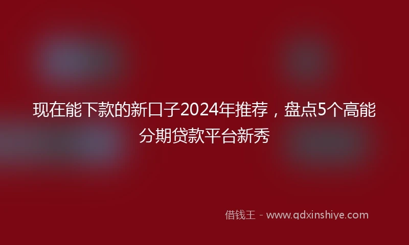 现在能下款的新口子2024年推荐，盘点5个高能分期贷款平台新秀
