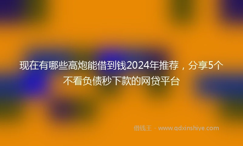 现在有哪些高炮能借到钱2024年推荐，分享5个不看负债秒下款的网贷平台
