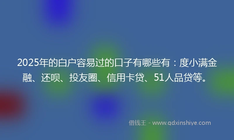 2025年的白户容易过的口子有哪些有：度小满金融、还呗、投友圈、信用卡贷、51人品贷等。