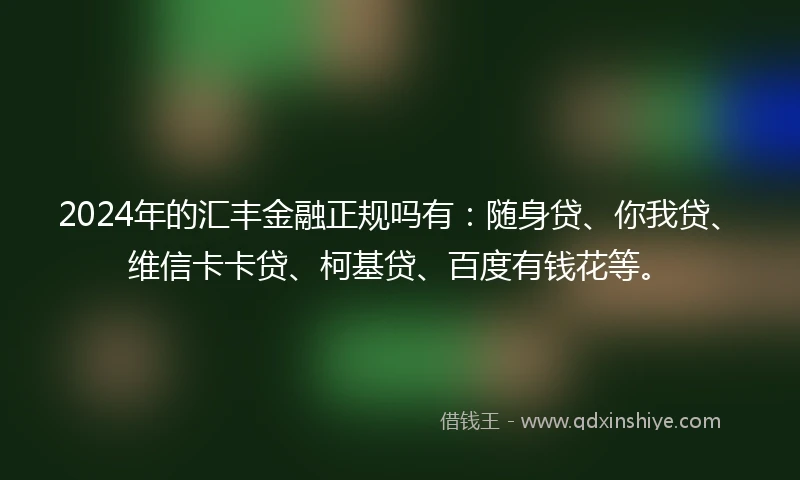2024年的汇丰金融正规吗有：随身贷、你我贷、维信卡卡贷、柯基贷、百度有钱花等。