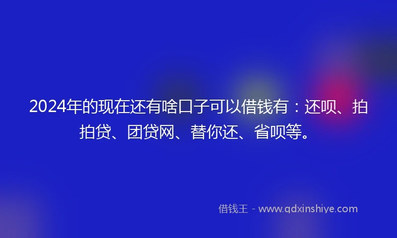 2024年的现在还有啥口子可以借钱有：还呗、拍拍贷、团贷网、替你还、省呗等。