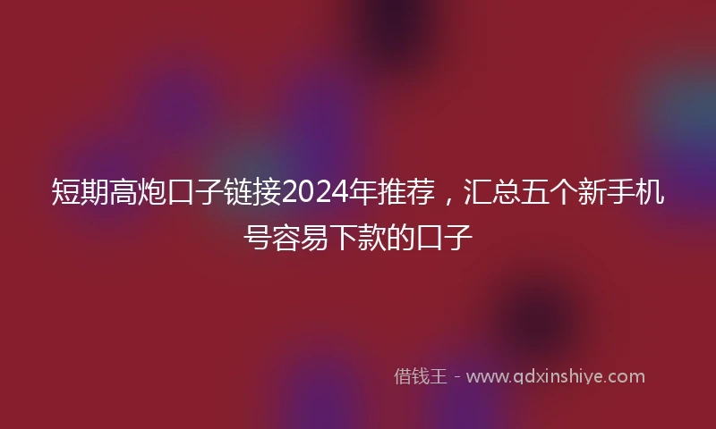 短期高炮口子链接2024年推荐,汇总五个新手机号容易下款的口子