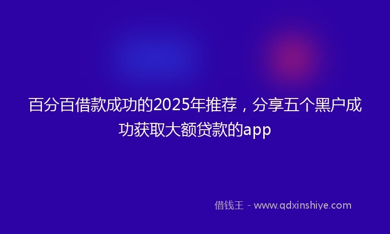 百分百借款成功的2025年推荐，分享五个黑户成功获取大额贷款的app