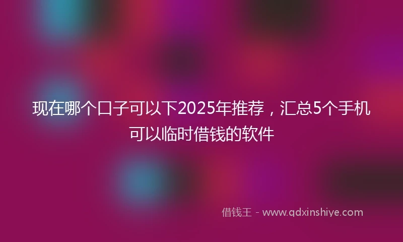 现在哪个口子可以下2025年推荐，汇总5个手机可以临时借钱的软件