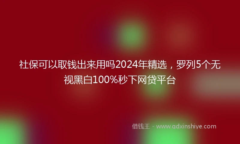 社保可以取钱出来用吗2024年精选，罗列5个无视黑白100%秒下网贷平台