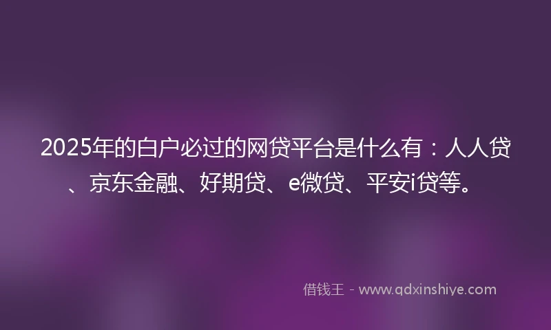 2025年的白户必过的网贷平台是什么有：人人贷、京东金融、好期贷、e微贷、平安i贷等。