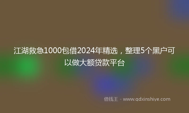 江湖救急1000包借2024年精选，整理5个黑户可以做大额贷款平台