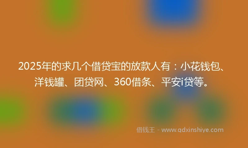 2025年的求几个借贷宝的放款人有：小花钱包、洋钱罐、团贷网、360借条、平安i贷等。