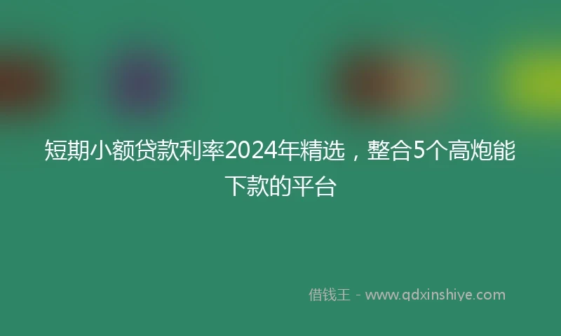 短期小额贷款利率2024年精选，整合5个高炮能下款的平台