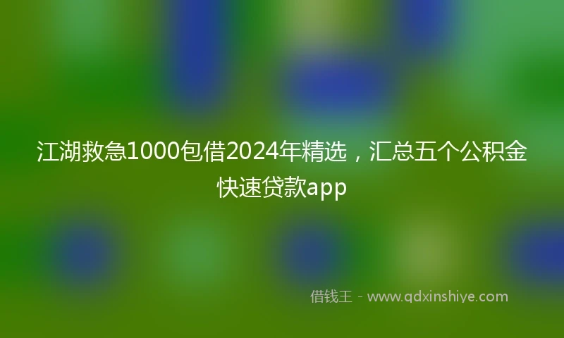江湖救急1000包借2024年精选，汇总五个公积金快速贷款app