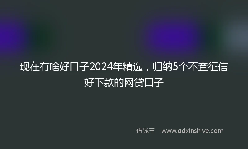 现在有啥好口子2024年精选，归纳5个不查征信好下款的网贷口子