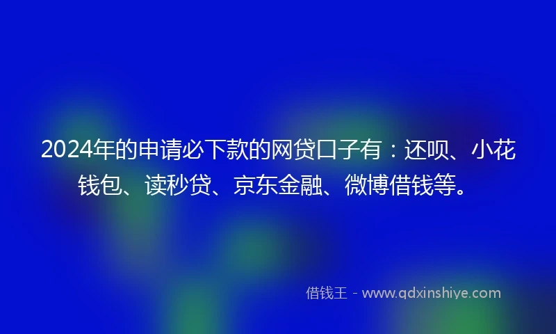 2024年的申请必下款的网贷口子有：还呗、小花钱包、读秒贷、京东金融、微博借钱等。
