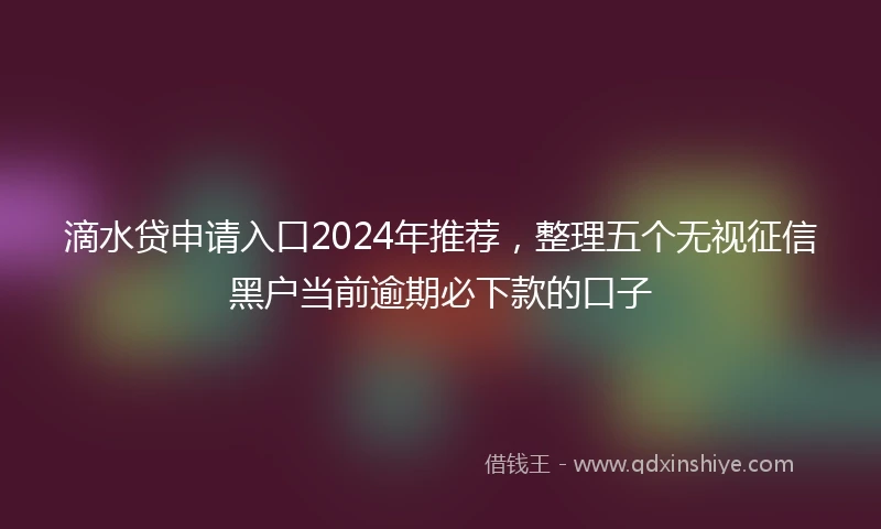 滴水贷申请入口2024年推荐，整理五个无视征信黑户当前逾期必下款的口子