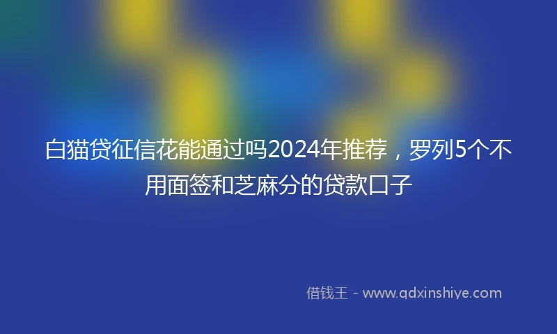 白猫贷征信花能通过吗2024年推荐，罗列5个不用面签和芝麻分的贷款口子