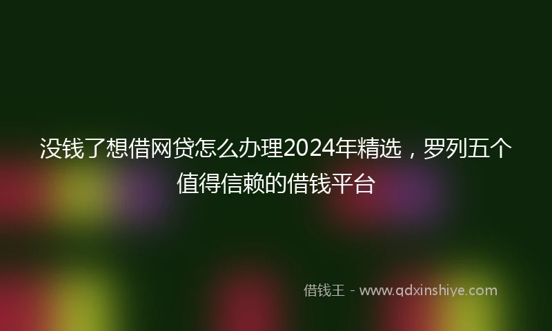 没钱了想借网贷怎么办理2024年精选，罗列五个值得信赖的借钱平台