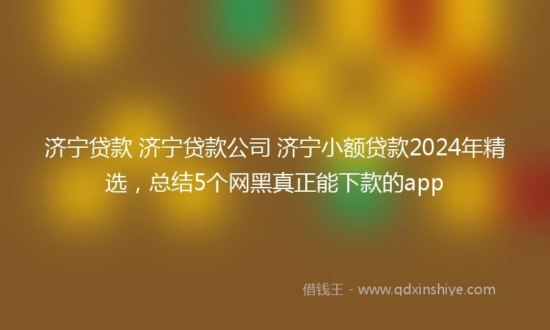 济宁贷款 济宁贷款公司 济宁小额贷款2024年精选，总结5个网黑真正能下款的app
