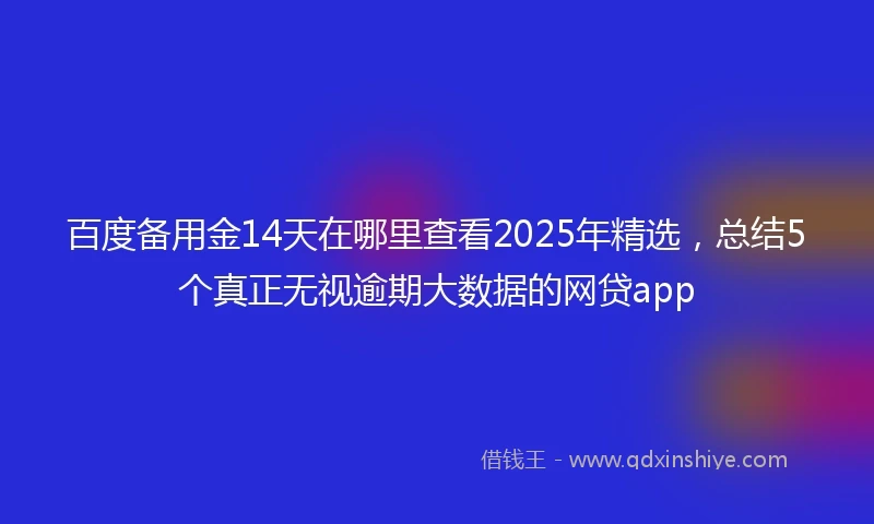 百度备用金14天在哪里查看2025年精选，总结5个真正无视逾期大数据的网贷app