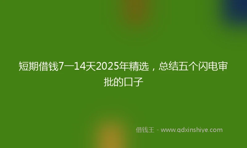 短期借钱7一14天2025年精选，总结五个闪电审批的口子