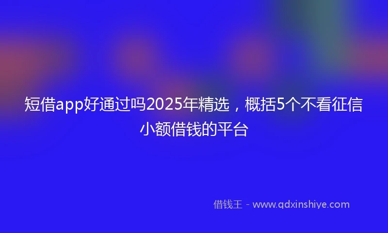短借app好通过吗2025年精选，概括5个不看征信小额借钱的平台