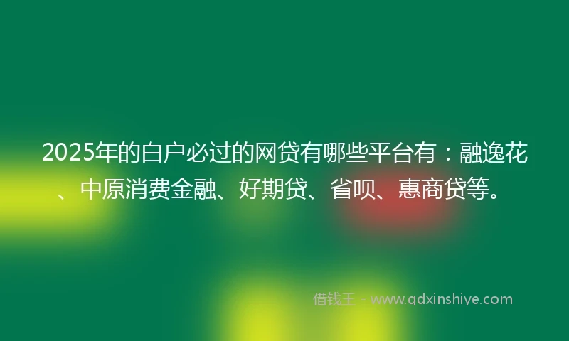 2025年的白户必过的网贷有哪些平台有：融逸花、中原消费金融、好期贷、省呗、惠商贷等。