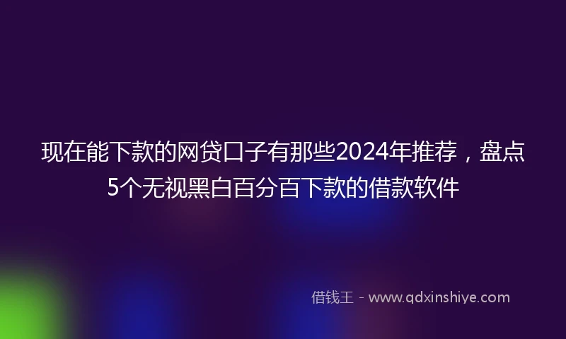 现在能下款的网贷口子有那些2024年推荐，盘点5个无视黑白百分百下款的借款软件