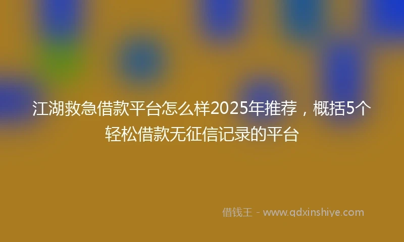 江湖救急借款平台怎么样2025年推荐，概括5个轻松借款无征信记录的平台