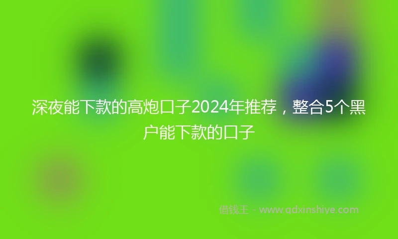 深夜能下款的高炮口子2024年推荐，整合5个黑户能下款的口子