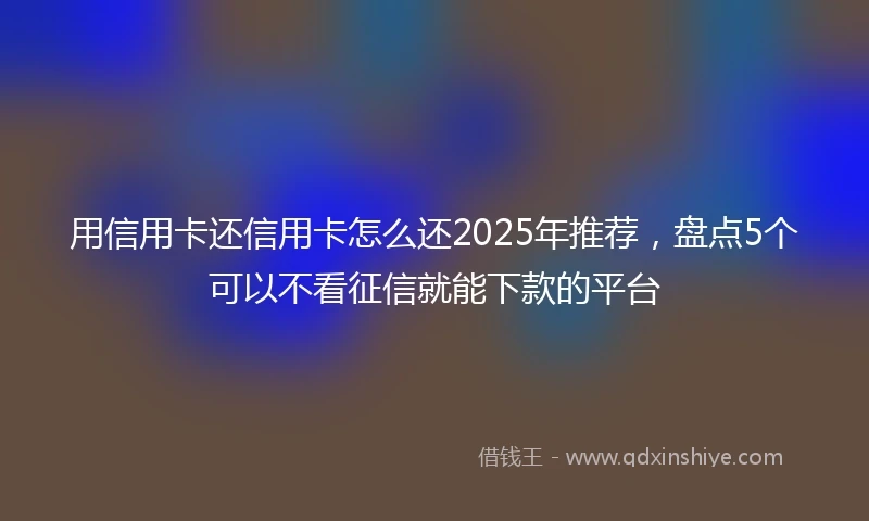 用信用卡还信用卡怎么还2025年推荐，盘点5个可以不看征信就能下款的平台