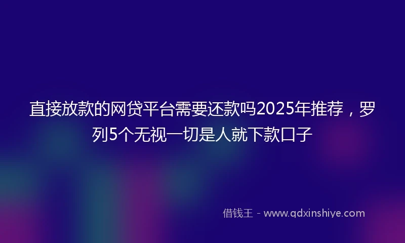 直接放款的网贷平台需要还款吗2025年推荐，罗列5个无视一切是人就下款口子