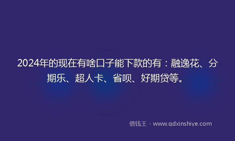 2024年的现在有啥口子能下款的有：融逸花、分期乐、超人卡、省呗、好期贷等。