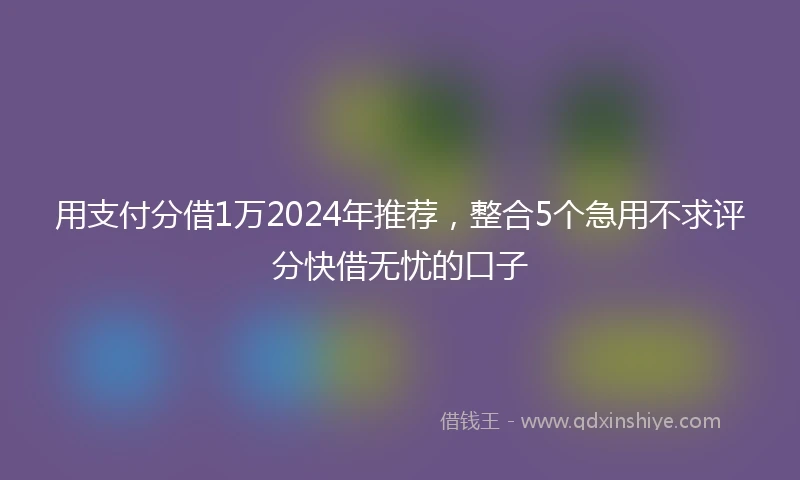 用支付分借1万2024年推荐，整合5个急用不求评分快借无忧的口子