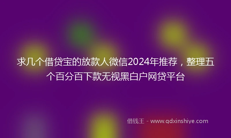 求几个借贷宝的放款人微信2024年推荐，整理五个百分百下款无视黑白户网贷平台