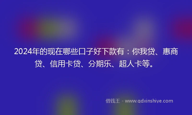 2024年的现在哪些口子好下款有：你我贷、惠商贷、信用卡贷、分期乐、超人卡等。